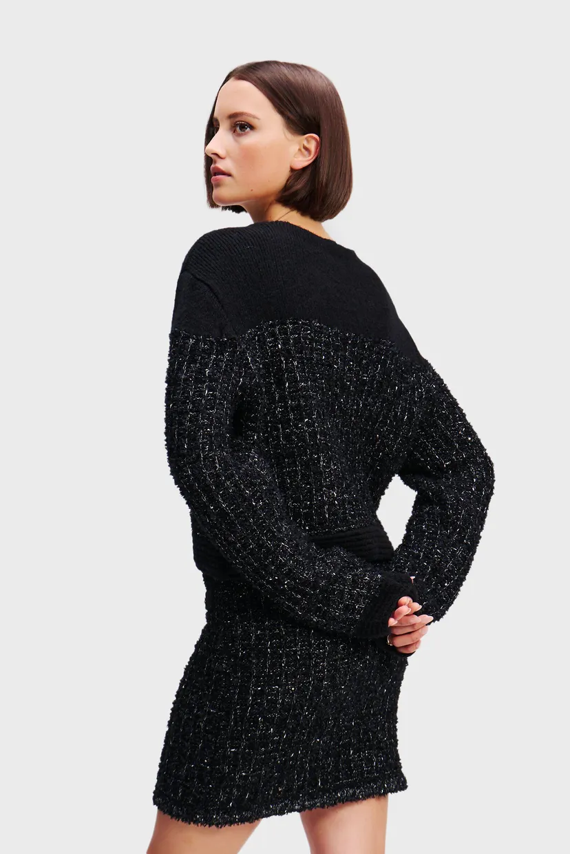 Жіночий чорний твідовий кардиган BOUCLE KNIT CARDIGAN 3