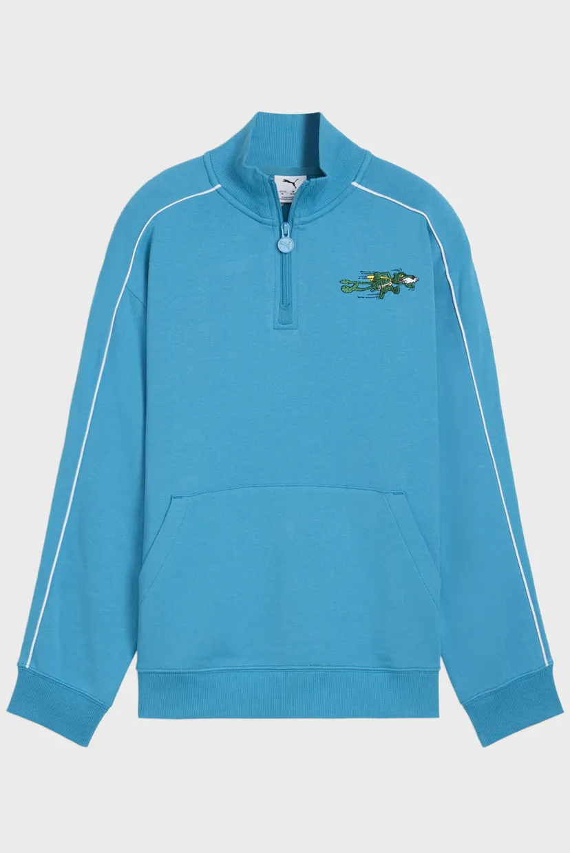 Дитяча синя спортивна кофта Super PUMA T7 Half-Zip Crew Sweatshirt Youth 4
