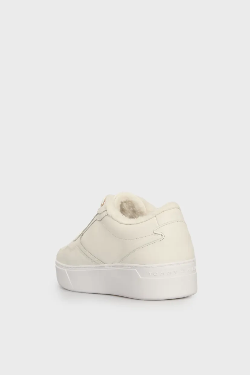 Жіночі білі шкіряні снікерси ESSENTIAL PLATFORM SNEAKER FUR 5