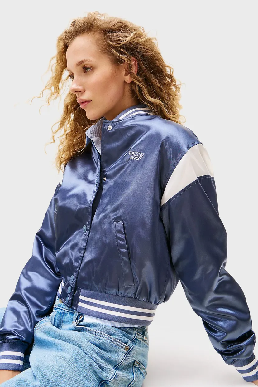 Жіночий темно-синій бомбер TJW SCRIPT VARSITY JACKET 4