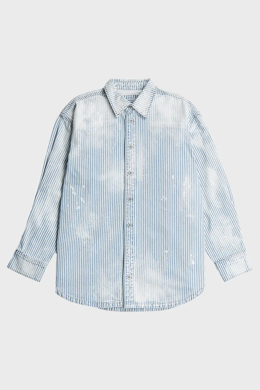 Женская джинсовая рубашка в полоску Maxi overshirt 6