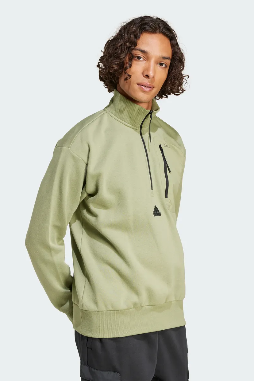 デディカアルテ Мужская оливковая спортивная кофта City Escape Fleece Half-Zip