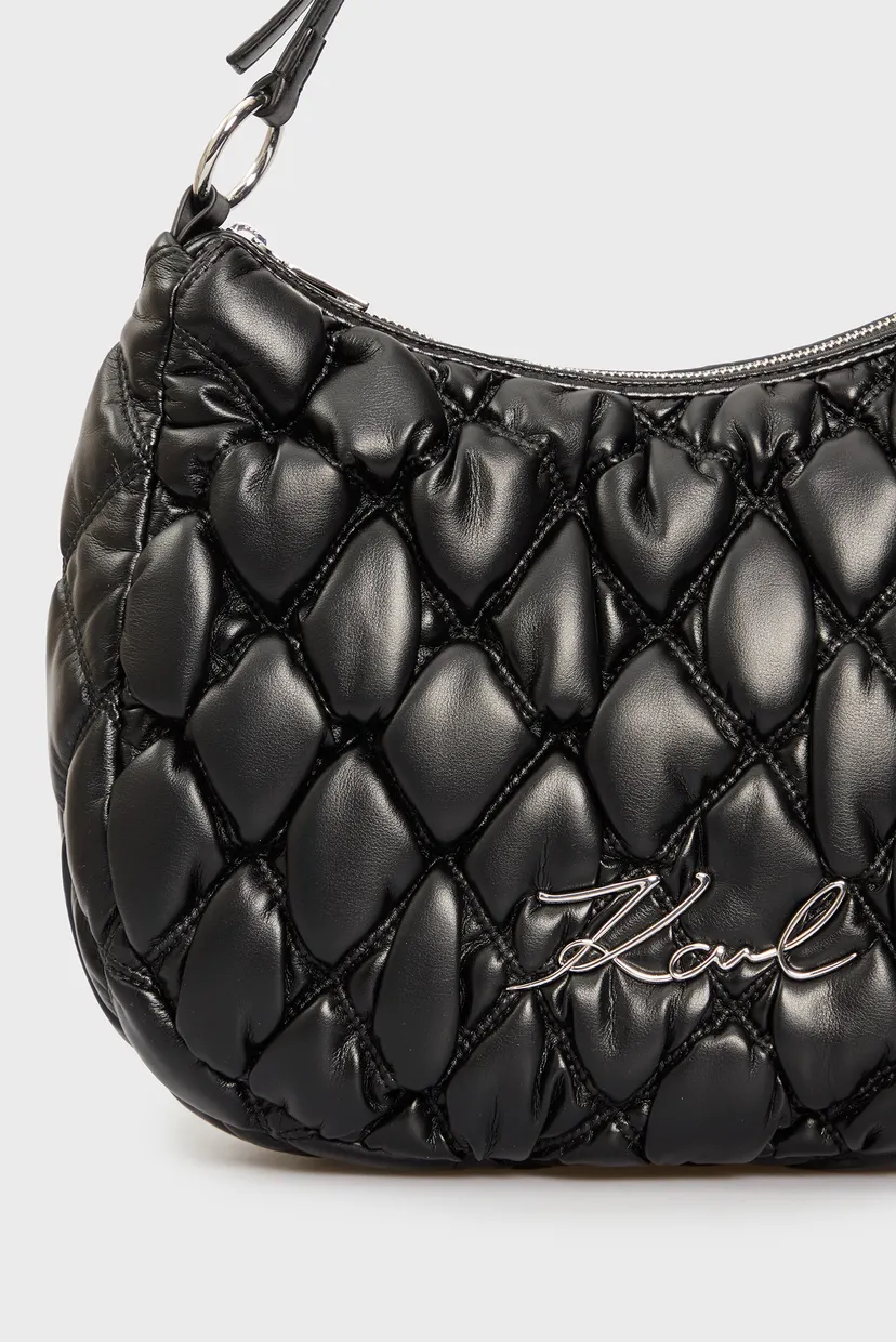 Жіноча чорна сумка SIGNATURE KUILT HOBO 6