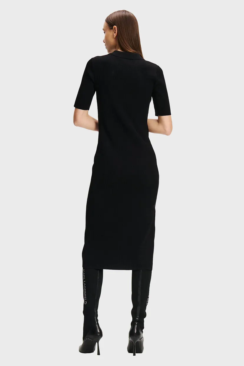 Женское черное платье SSLV LOGO KNIT DRESS 3