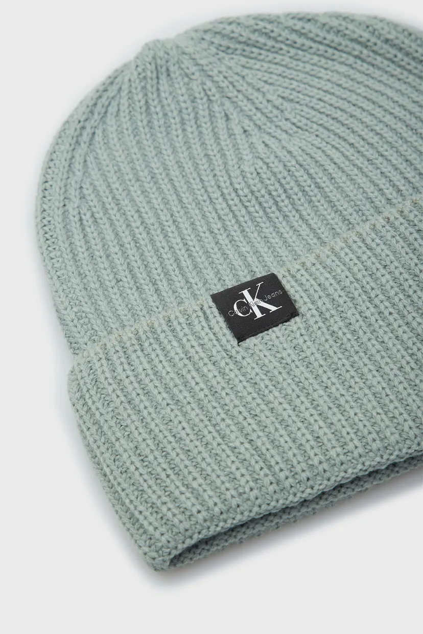 Детская зеленая шапка MONOGRAM RIB BEANIE 3