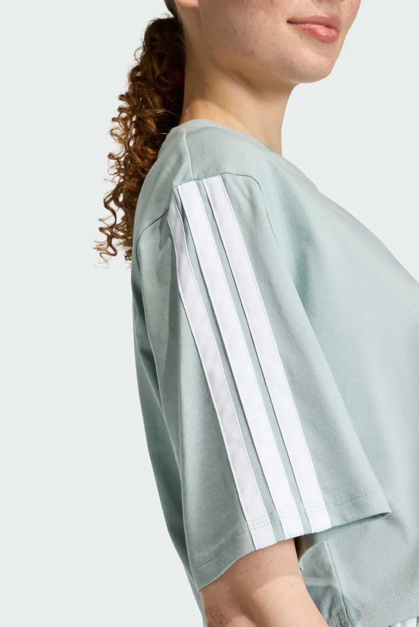 Женская мятная футболка Essentials 3-Stripes Cotton Loose 5