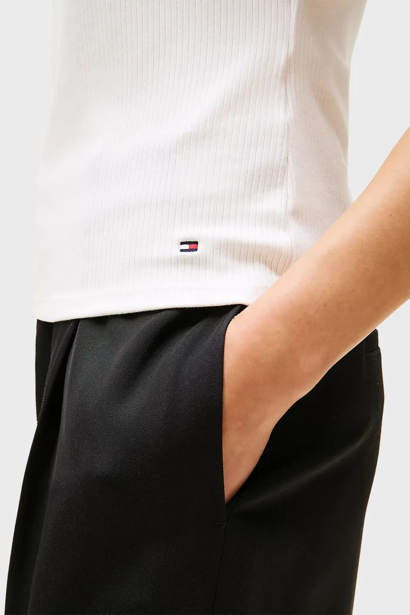 Жіноча біла футболка 5X2 RIB SLIM C-NK CAP SLV 4