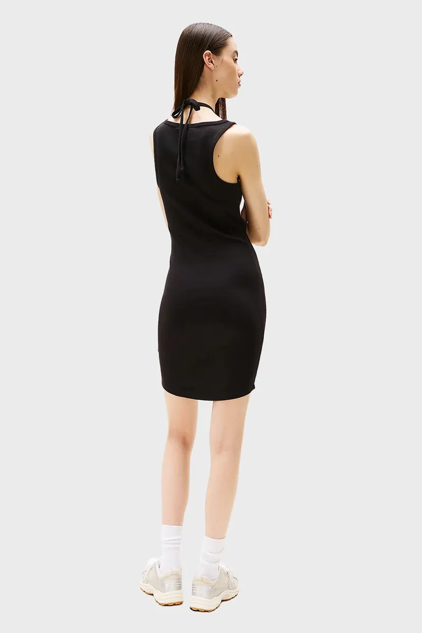Женское черное платье TJW TIE DETAIL GMD SCRIPT DRESS 3
