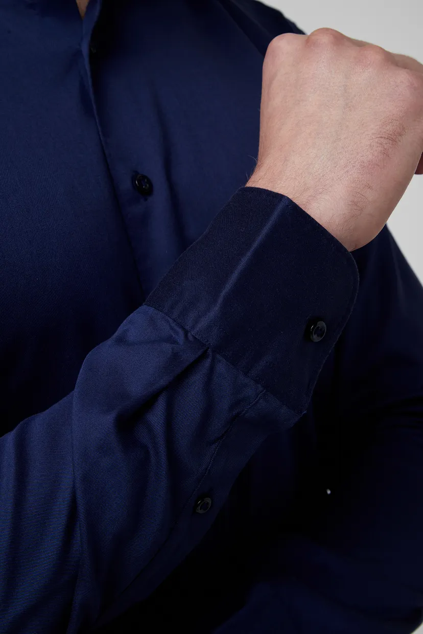 Мужская темно-синяя рубашка SLIM FIT 3