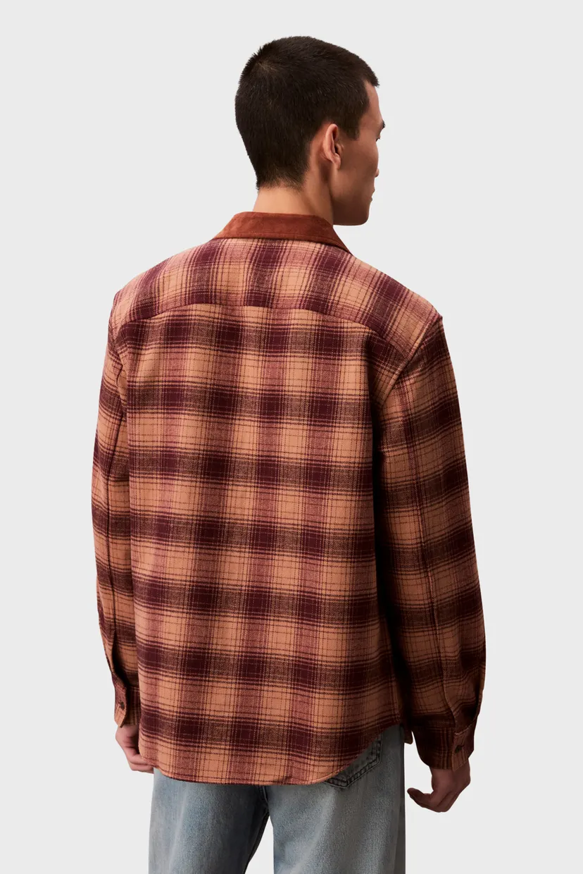 Мужская коричневая рубашка в клетку LS BRUSHED YD 4