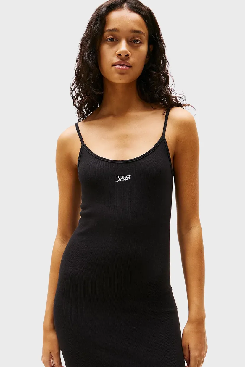 Женское черное платье TJW SCRIPT STRAP MIDI DRESS EXT 3