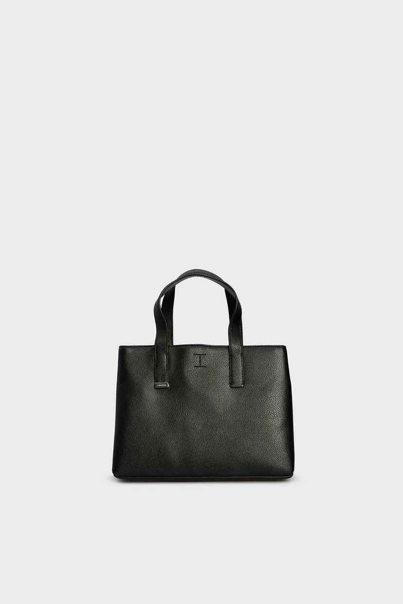 Жіноча чорна сумка CK PLAQUE SMALL TOTE 4