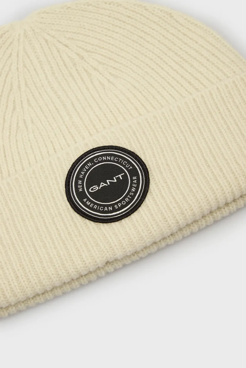 Мужская белая шерстяная  шапка WOOL KNITTED BEANIE 4