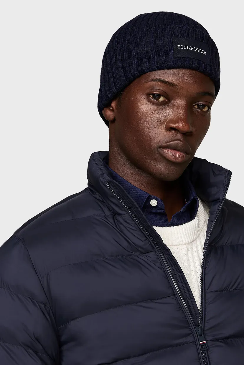 Чоловіча темно-синя шапка TH MONOTYPE PATCH COTTON BEANIE 2