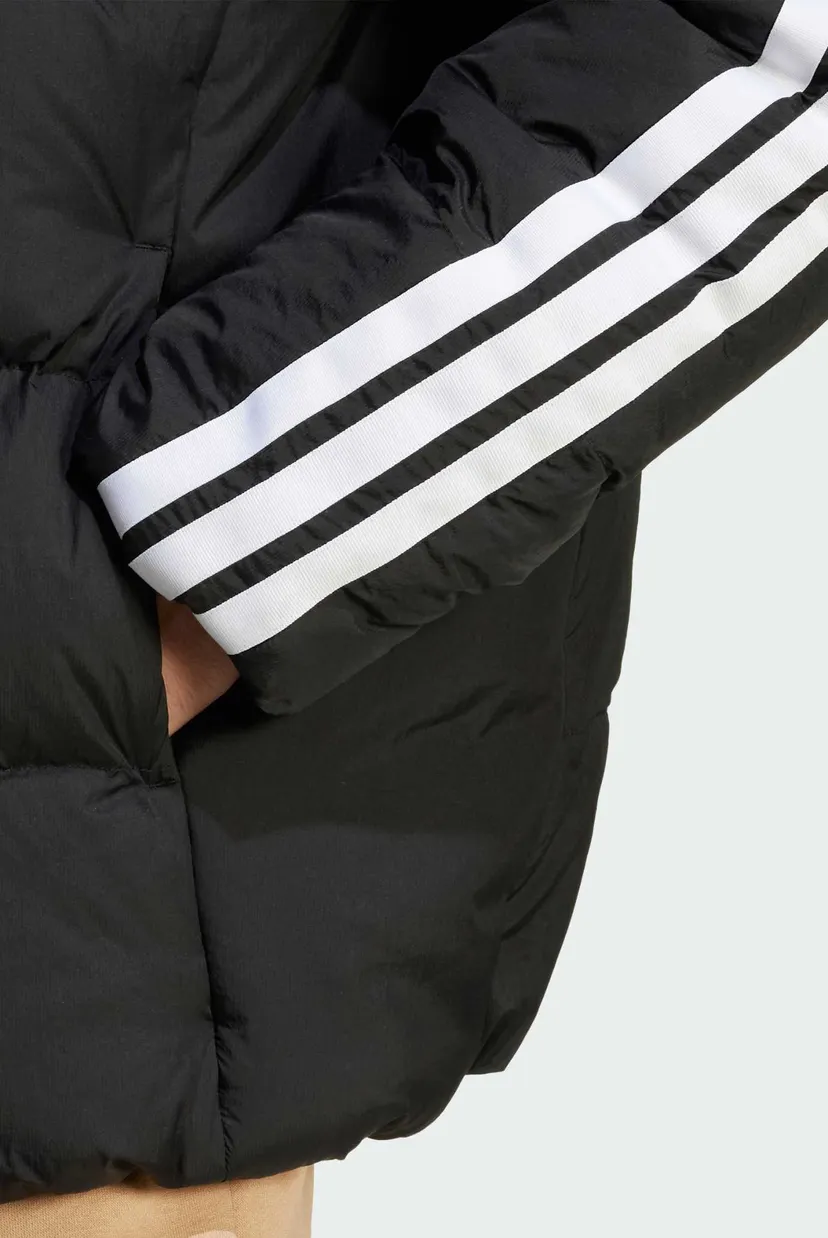 Мужской черный пуховик Essentials Climawarm 3-Stripes Puffer Hooded 5