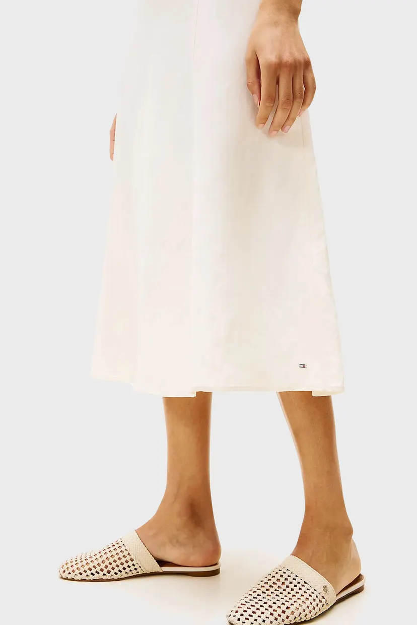Жіноча біла сукня LINEN VIS KNOT TIE S/S DRESS 4