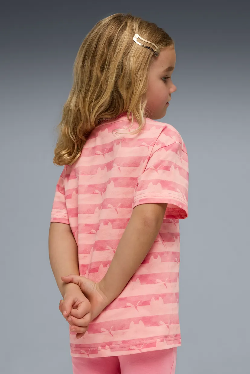 Детская розовая футболка в полоску PUMA x GABBY'S DOLLHOUSE Relaxed Printed Tee Kids 3