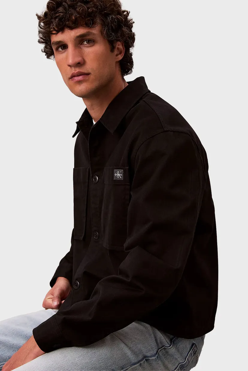 Чоловіча чорна сорочка LS COTTON OVERSHIRT 3