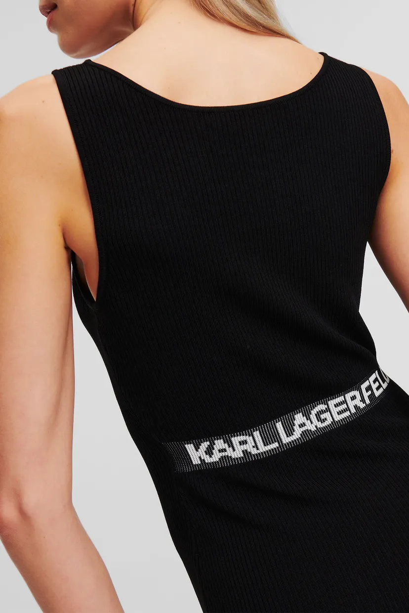 Женское черное платье sleeveless rib knit dress 4