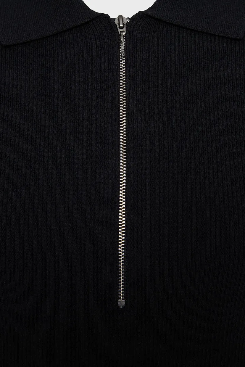 Женское черное поло ICONIC RIB ZIP 6