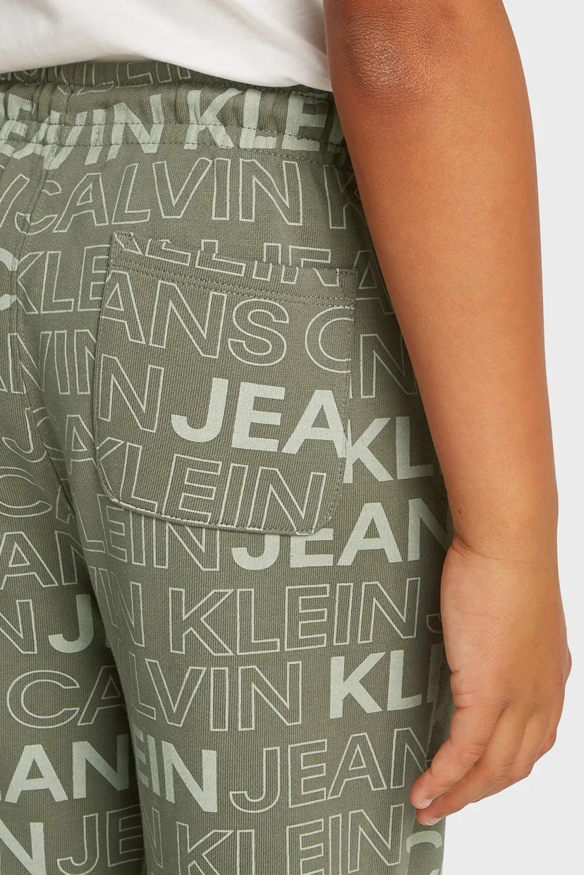 Дитячі зелені спортивні штани з візерунком CKJ LOGO AOP RELAXED JOGGER 3