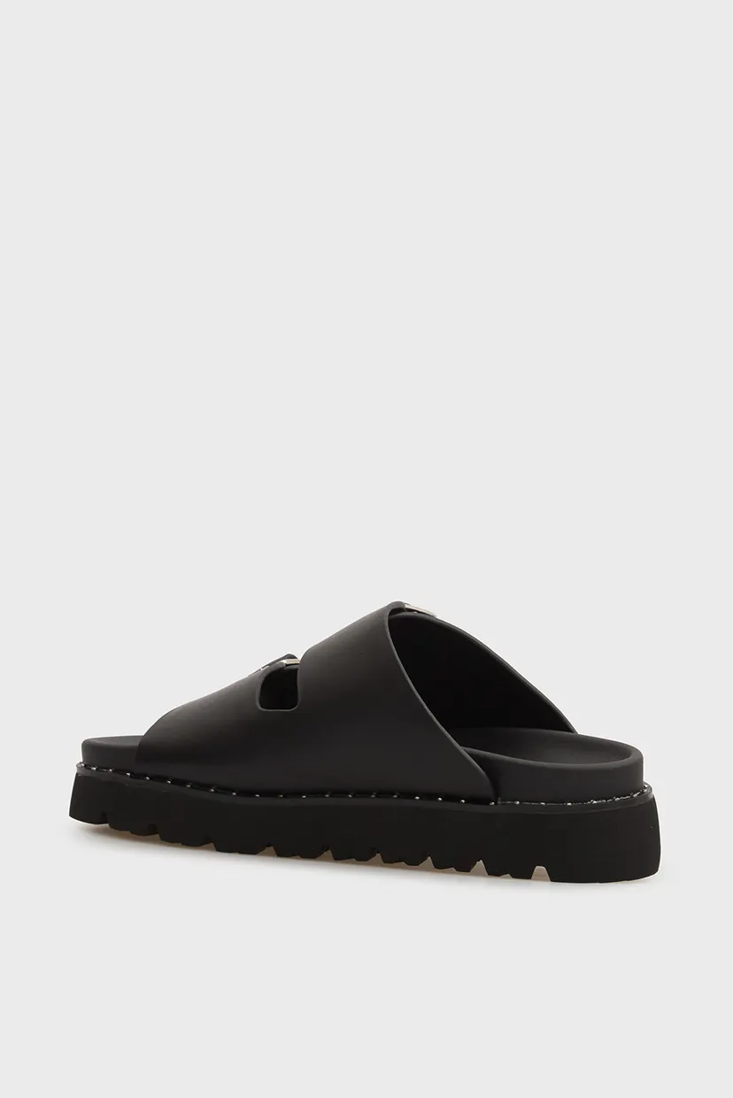 Жіночі чорні шкіряні слайдери KAIA Double Buckle 5