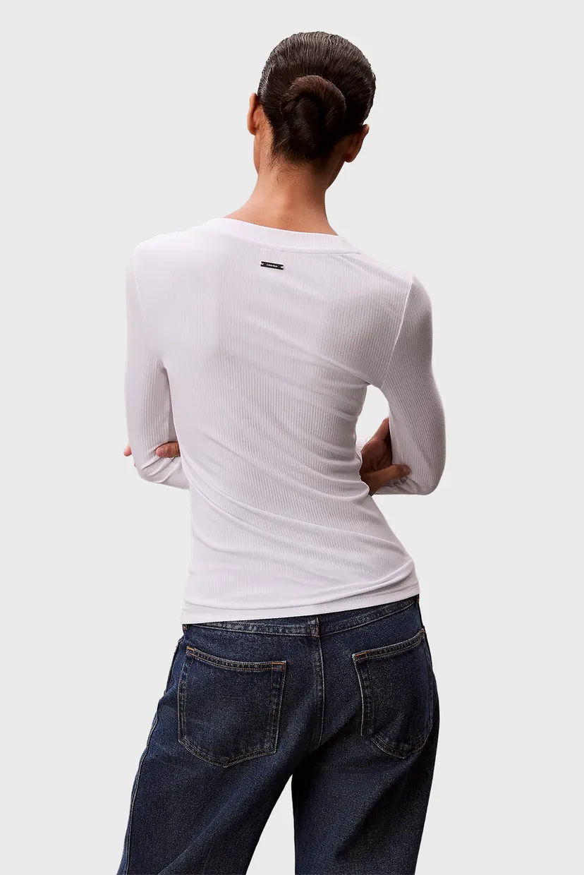Жіночий білий лонгслів RIB LS TEE 3