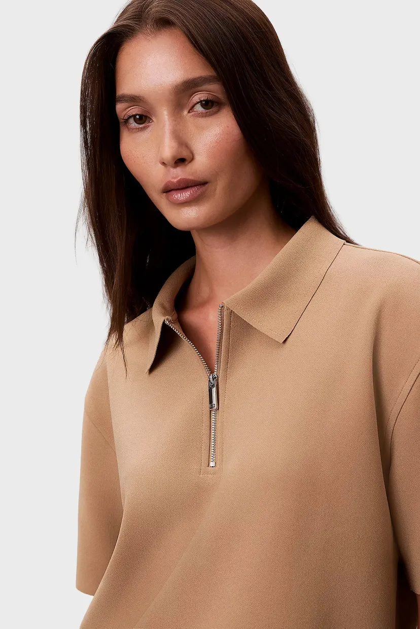 Жіноче бежеве поло TAILORED COLLAR ZIP 4