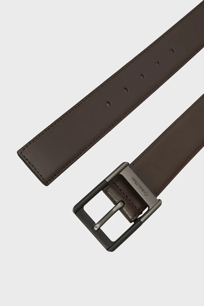 Мужской темно-коричневый кожаный ремень CLASSIC BUCKLE 38MM 3