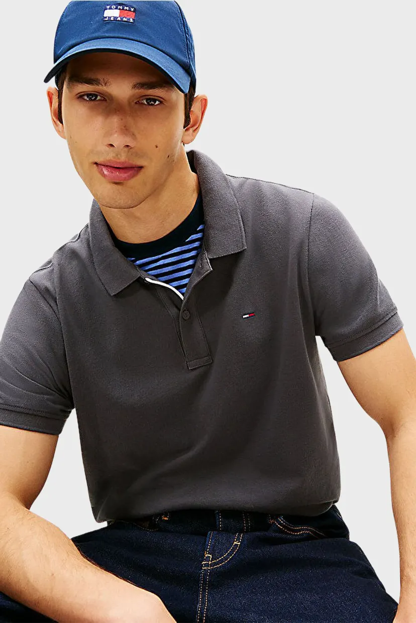 Чоловіче сіре поло SLIM PLACKET 4