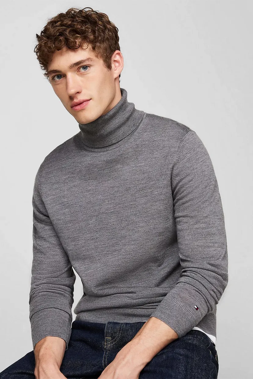 Чоловічий сірий вовняний гольф DC FINE GAUGE MERINO ROLL NK 4