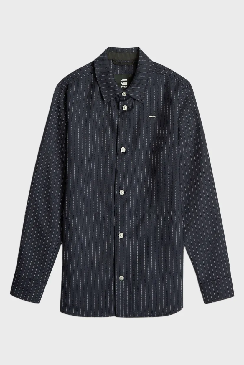 Женская темно-синяя рубашка в полоску Overshirt 6