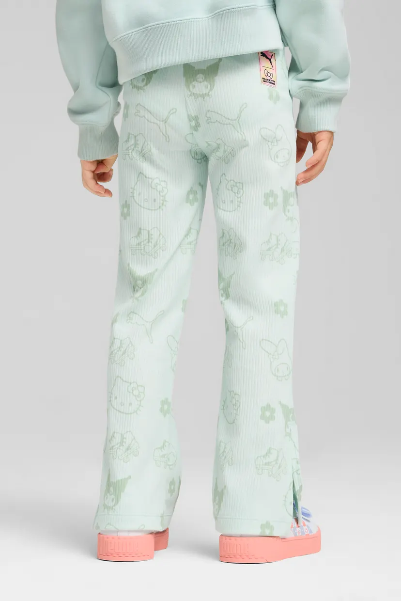 Детские мятные тайтсы с узором PUMA x HELLO KITTY & FRIENDS Ribbed Flared Leggings Kids 3