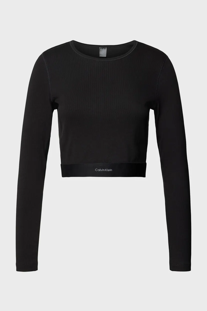 Жіночий чорний лонгслів L/S CROP CREW 7