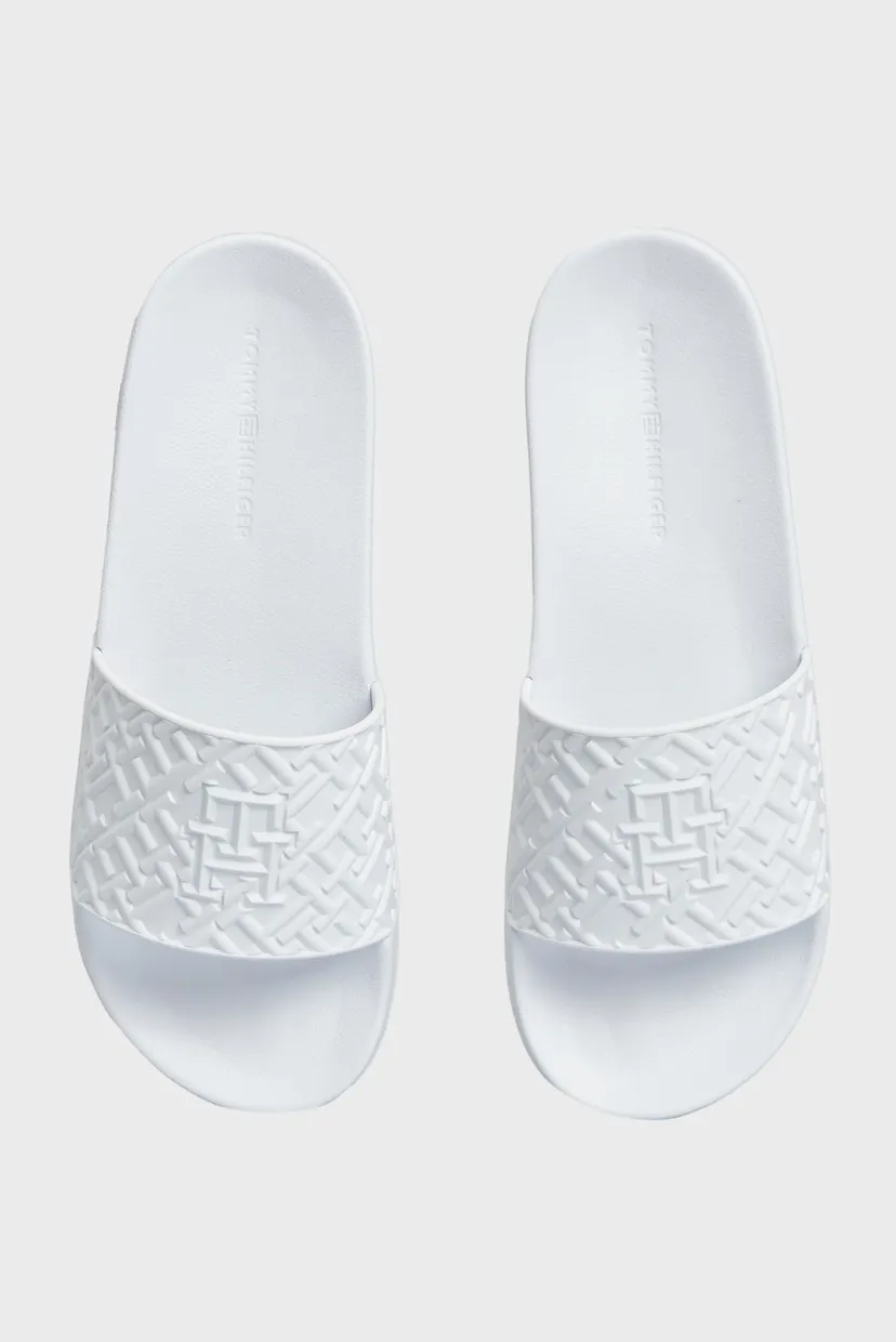 Чоловічі білі слайдери з візерунком RUBBER TH MONOGRAM POOL SLIDE 4