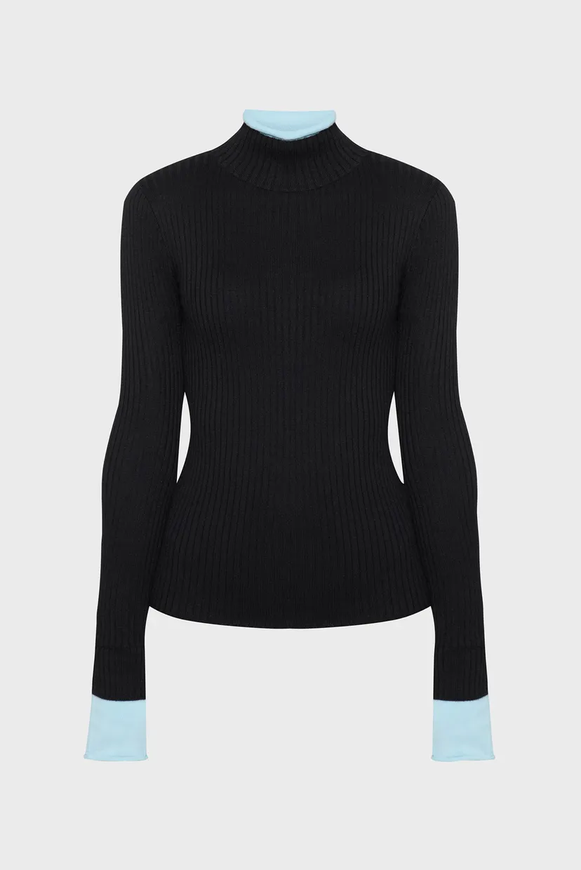 Жіночий чорний гольф Buran Merino Merino Color Block 1
