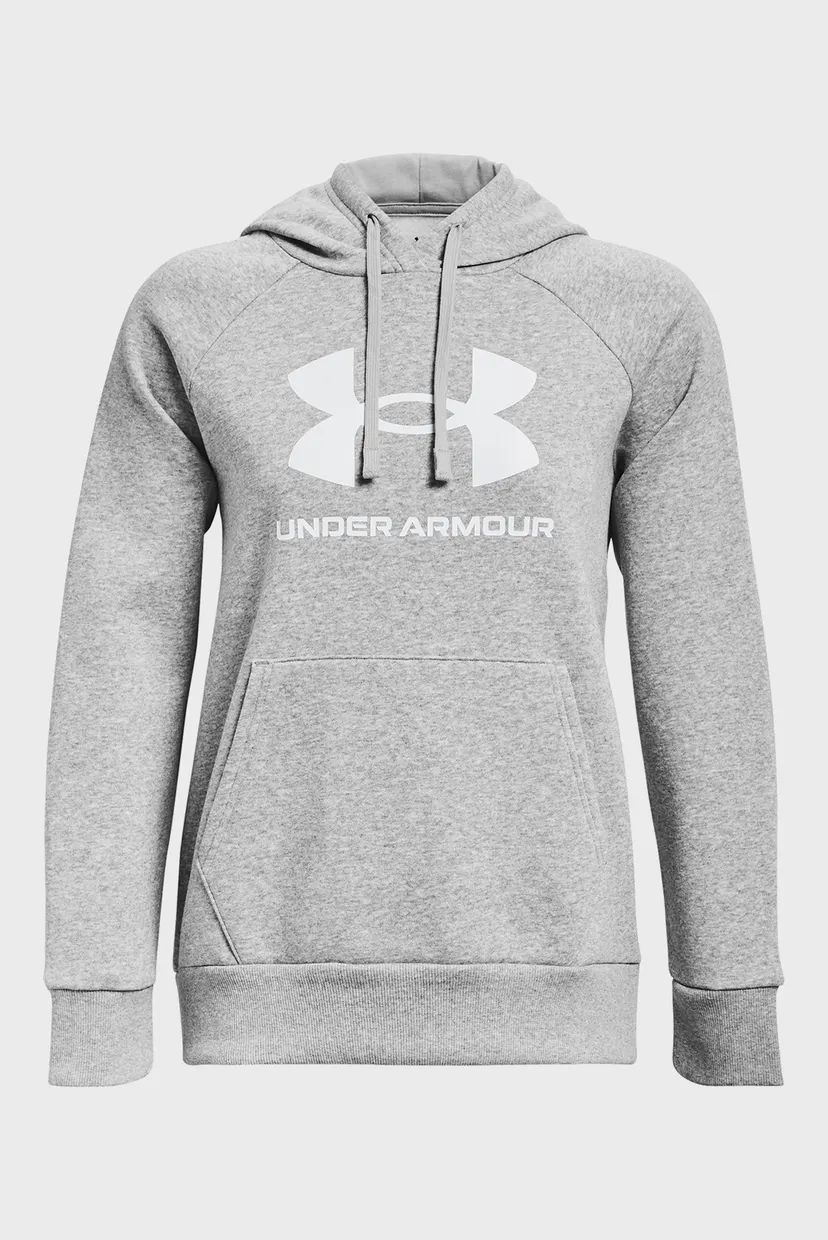 Женское серое худи UA Rival Fleece Big Logo Hdy 5