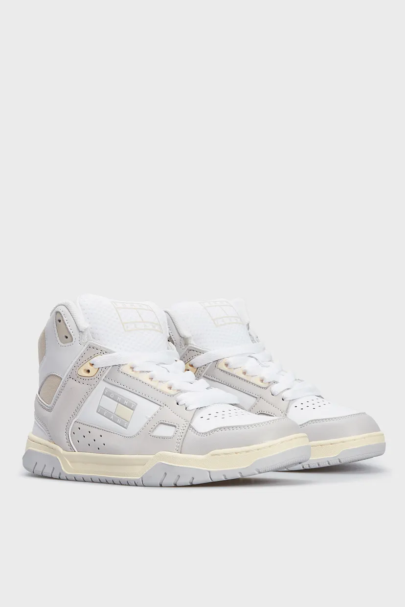 Жіночі білі шкіряні кросівки TOMMY JEANS WMN SKATE MID 3