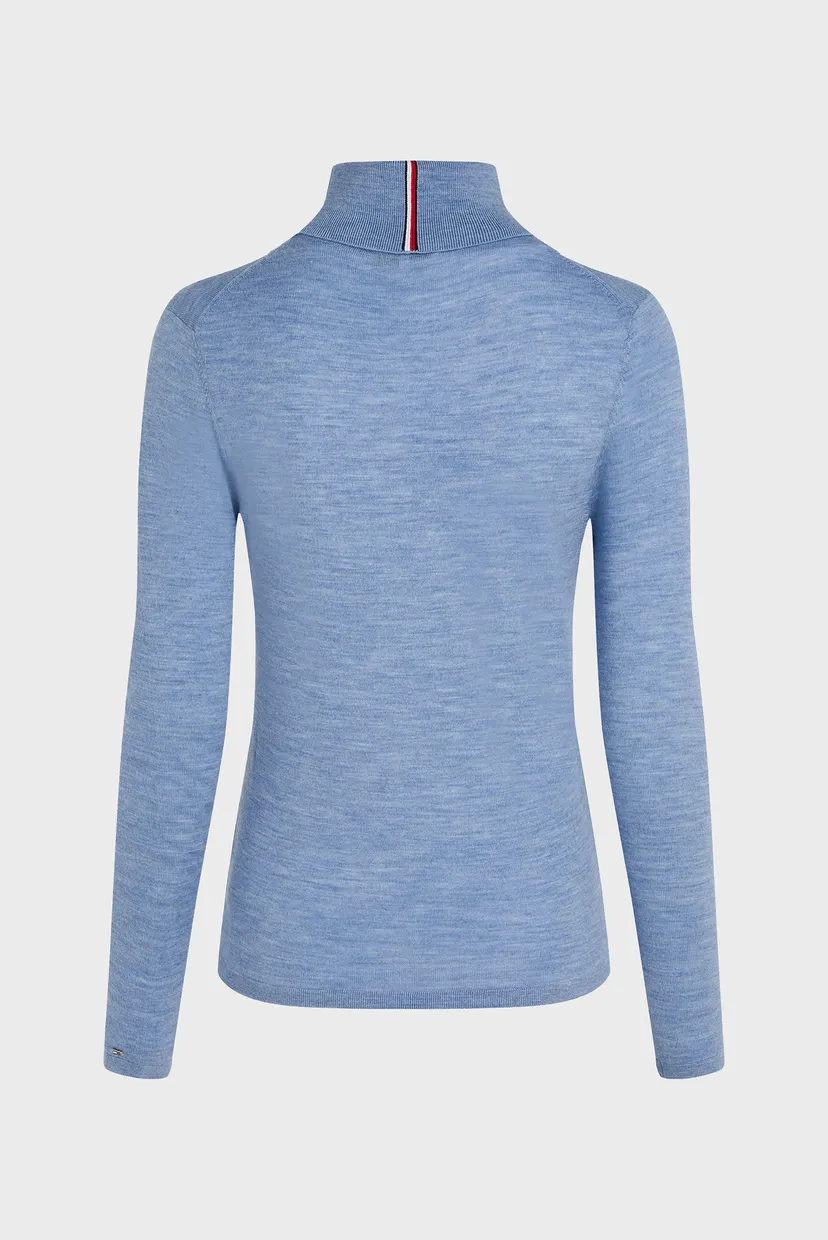 Женский голубой шерстяной гольф MERINO ROLL-NK LS 6