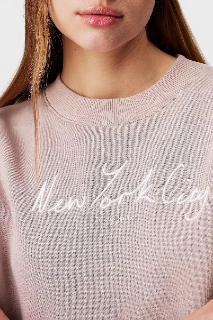 Женский розовый свитшот EMBROIDERED NYC 4