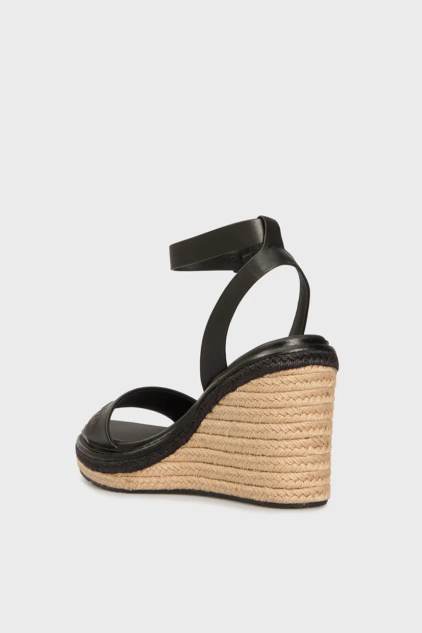 Жіночі чорні шкіряні босоніжки WEDGE SANDAL 70 - HE 5