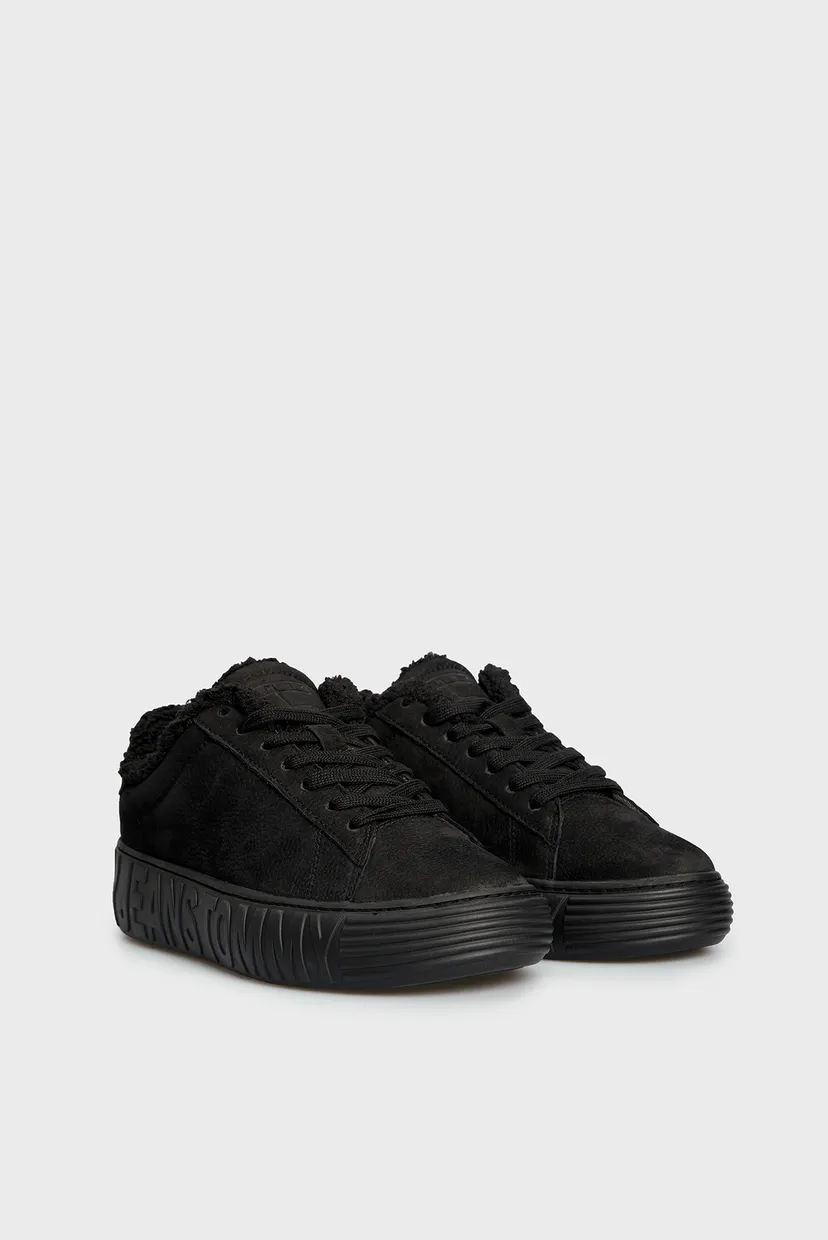 Женские черные кожаные сникерcы TOMMY JEANS NEW CUPSOLE LEAT 3