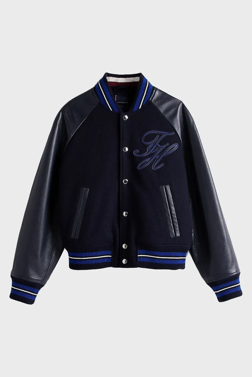 Мужской темно-синий шерстяной бомбер WOOL VARSITY JACKET 5