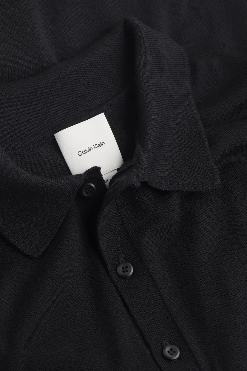 Чоловіче чорне вовняне поло ITALIAN MERINO SILK LS POLO 5