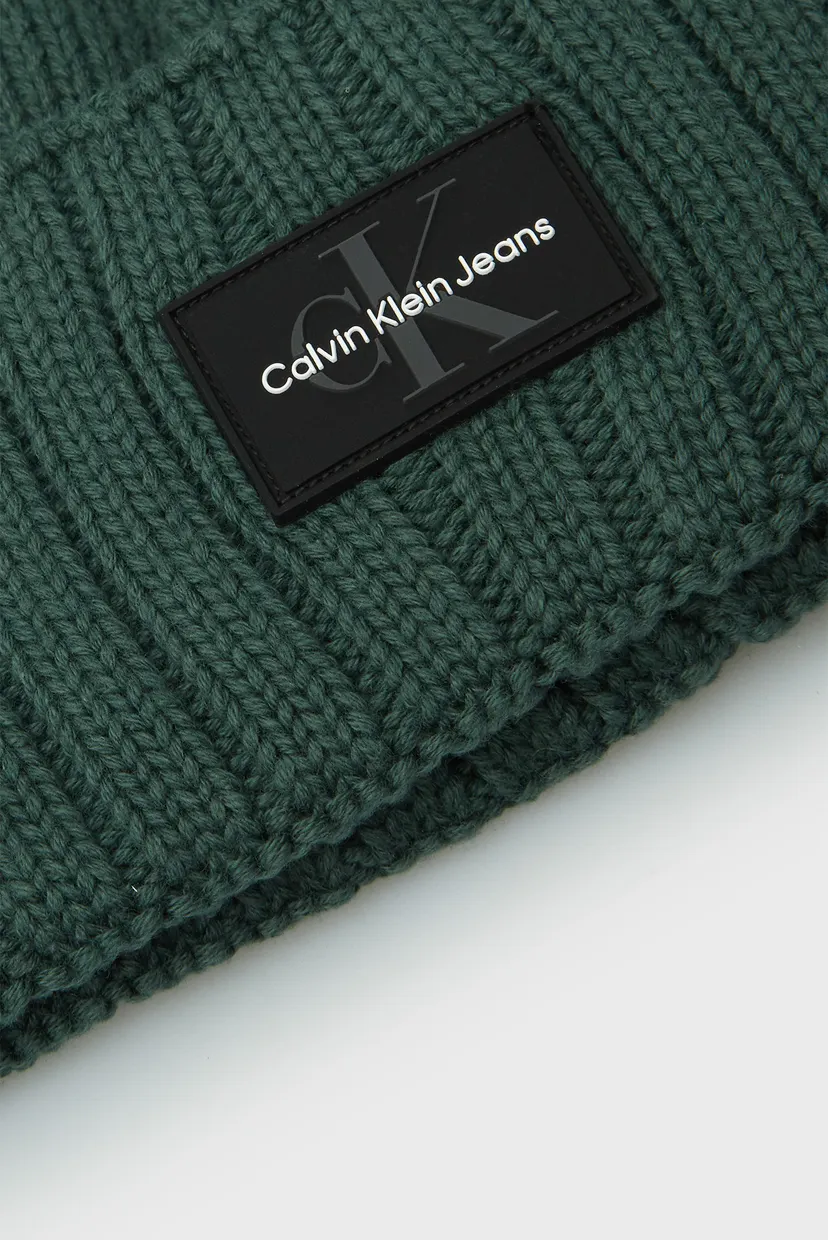 Чоловіча зелена шапка MONO LOGO PATCH BEANIE RUB 4