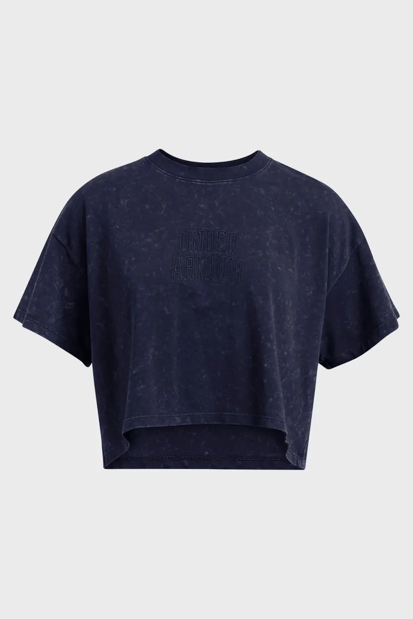 Жіноча темно-синя футболка UA W VARSITY CROP HW SS 3