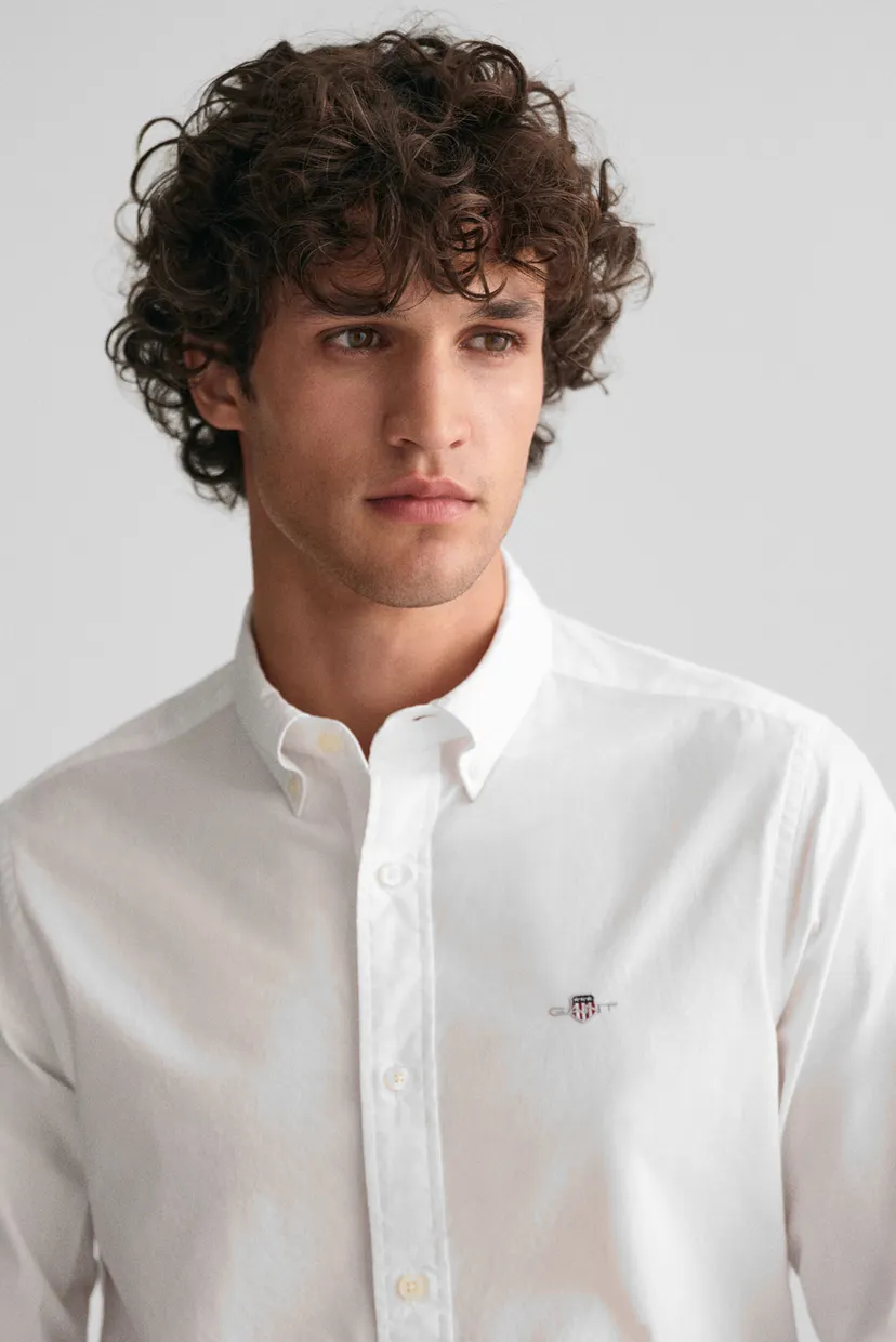 Мужская белая рубашка SLIM POPLIN 4