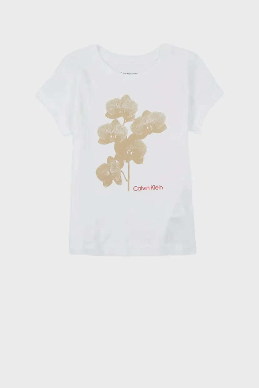 Детская белая футболка FLOWER SLIM 5