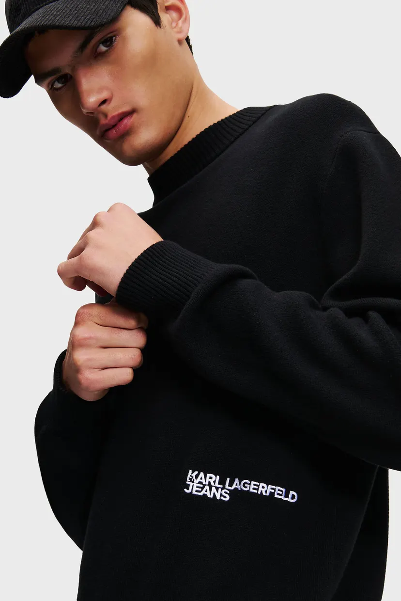 Мужской черный джемпер regular monogram crew 4