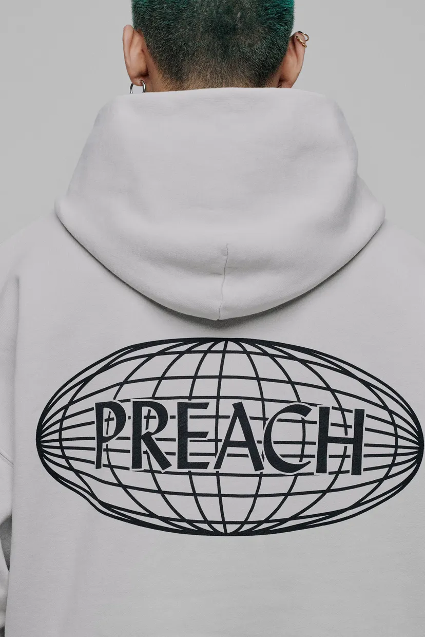 Чоловіче сіре худі Oversized Universe H GOTS 5
